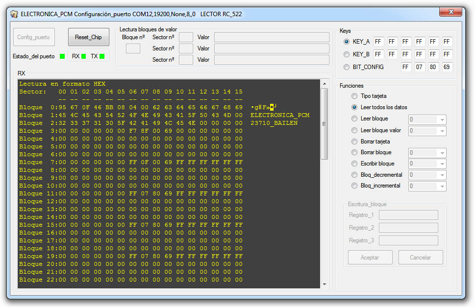 Software lector RFID realizado por ELECTRONICA_PCM 